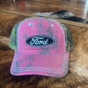 Ford Pink and Green With silver glitter Mesh Cap